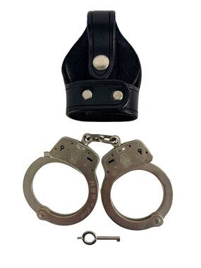 Vintage 1970's Smith & Wesson Model‎ M100 Handcuffs Key & Police Leather Holder